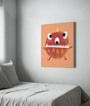 Monstruo colorido con características geométricas y expresión juguetona
