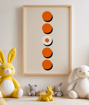 Vertical Arrangement of Orange and White Circles with Shadows on a Light Background - Mi tienda