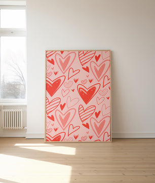 Playful Heart Pattern on Pink Background - Mi tienda