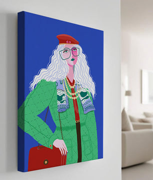 Ilustración de moda colorida con accesorios llamativos y estilo vibrante