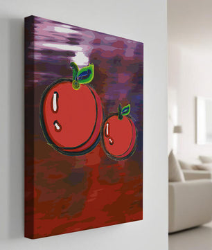 Dos manzanas abstractas con fondo colorido