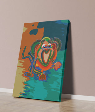 Ilustración abstracta y colorida de un mono con pinceladas audaces