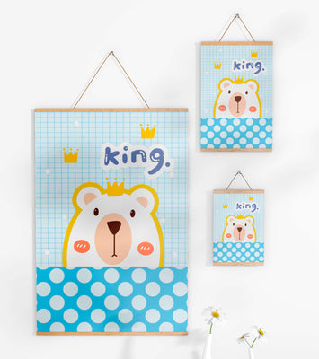 Adorable bear illustration with crown and playful text