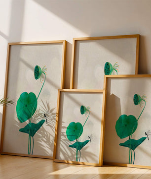 Lotus Flower and Dragonfly with Watercolor Effect - Mi tienda