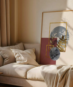 Abstract Composition with Gold Accents and Geometric Shapes - Mi tienda