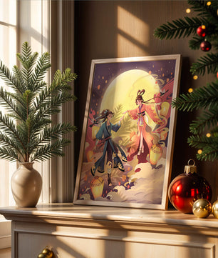 Scène de fantaisie élégante au clair de lune avec tenue traditionnelle
