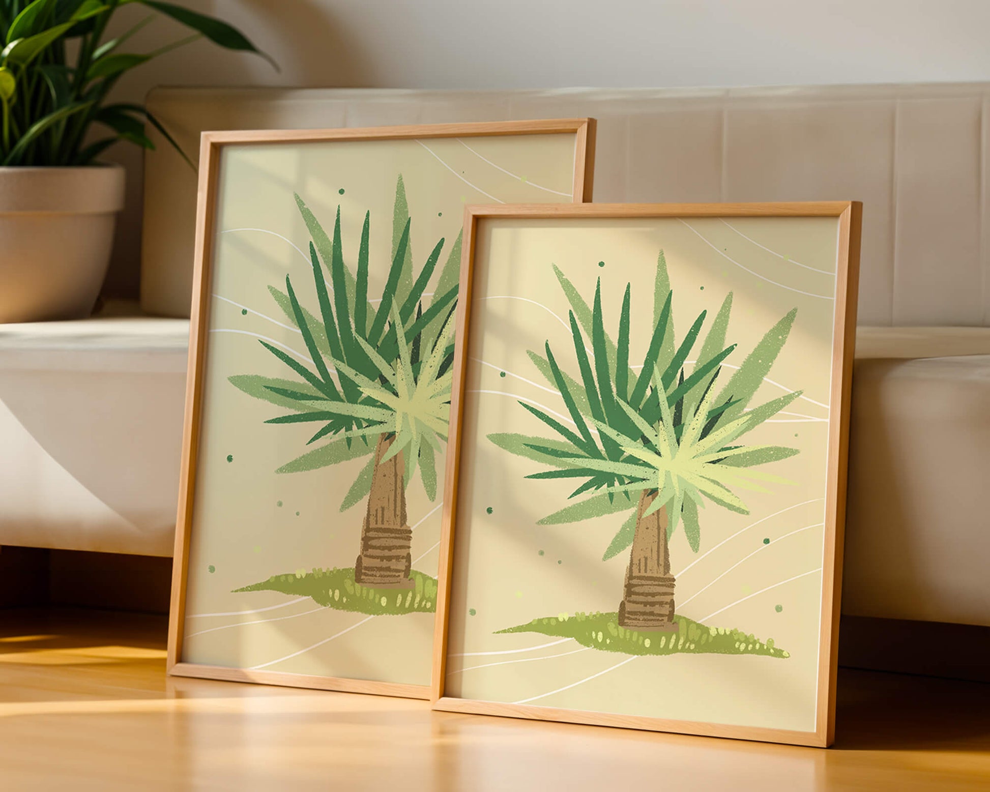 Illustrated tropical yucca plant with a textured background