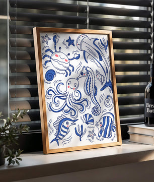 Underwater Marine Life Theme with Cartoon Sea Creatures
