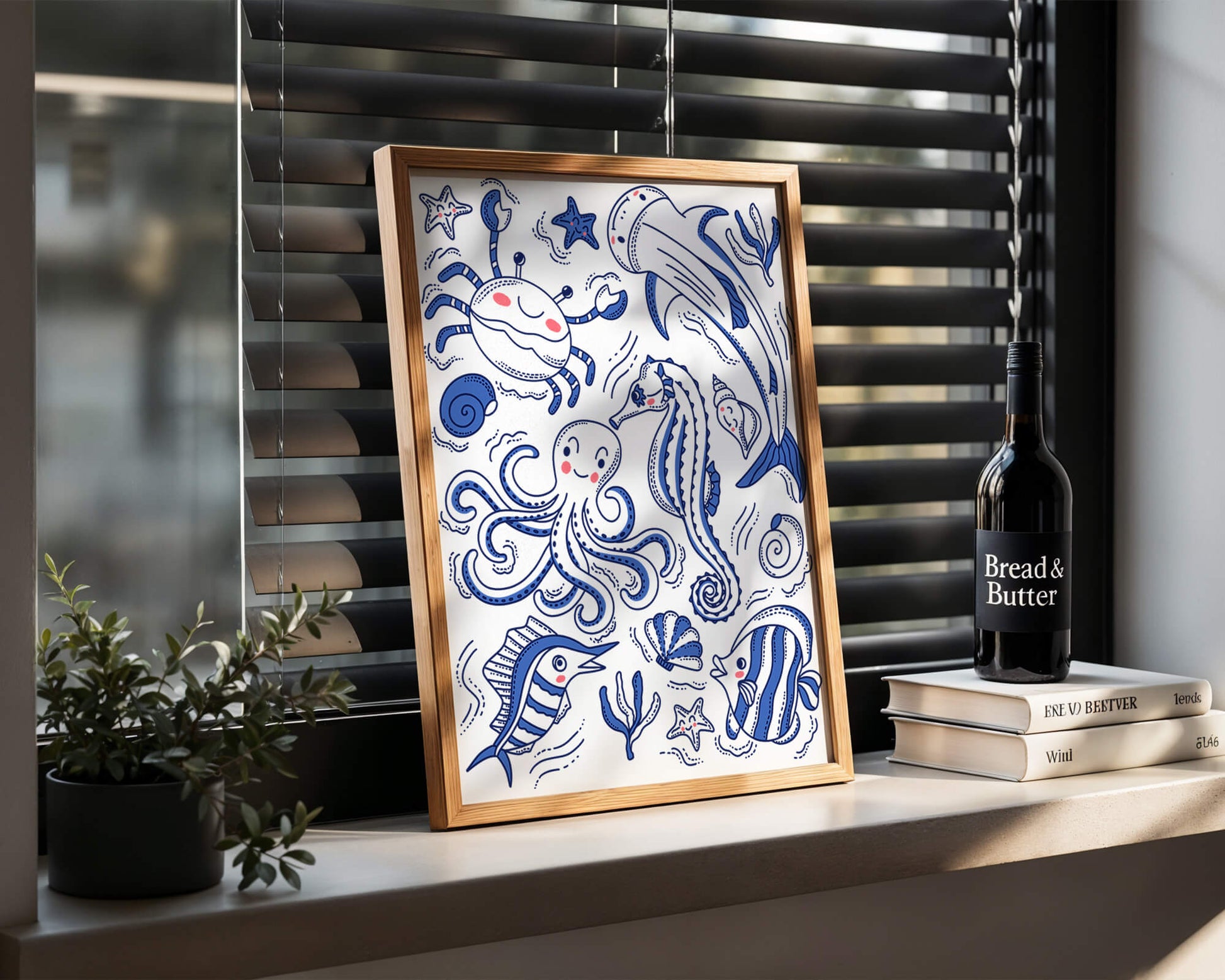 Underwater Marine Life Theme with Cartoon Sea Creatures