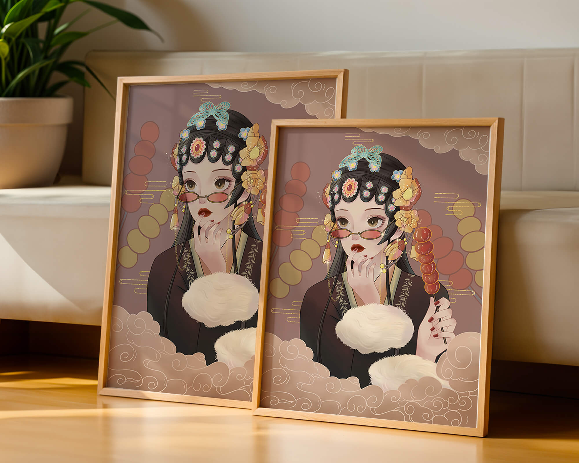 Elegant woman in traditional attire with floral hairpiece