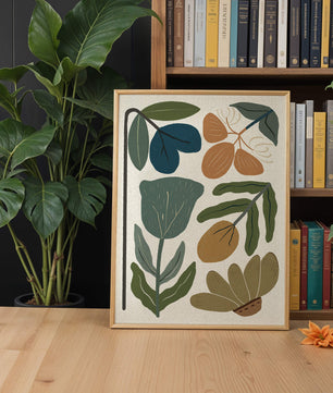 Botanical illustration with earthy and muted colors