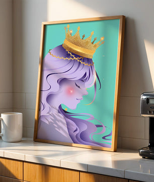 Elegant Purple-Haired Princess with Gold Crown - Mi tienda