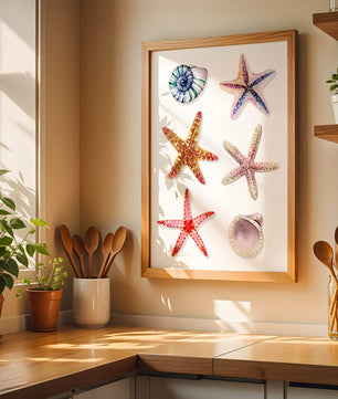 Watercolor collection of seashells and starfish illustration