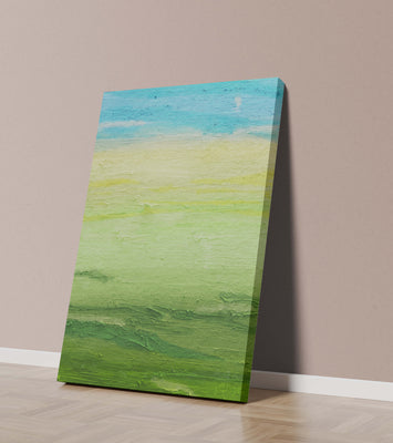 Abstract Landscape with Blue Sky and Green Fields