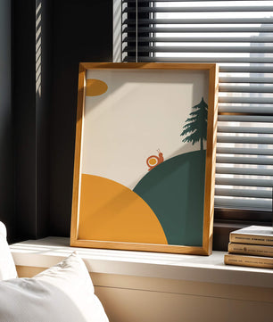 A Snail Climbing a Hill in Minimalist Nature Art - Mi tienda