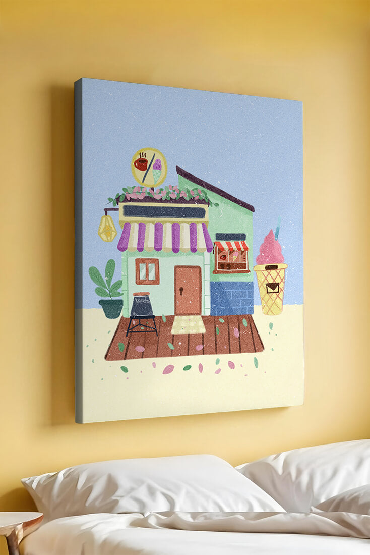 Ilustración encantadora de café con elementos de helado y café