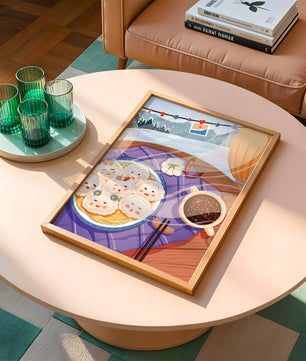 Charming Dumpling Faces on a Cozy Winter Table with Mountain View - Mi tienda