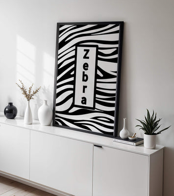 Elegant zebra print design with bold text accent