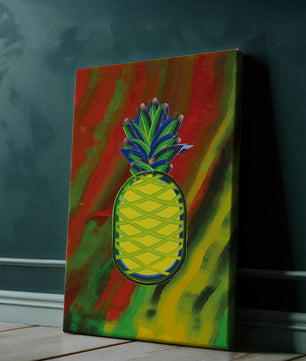 Piña abstracta colorida con fondo vibrante
