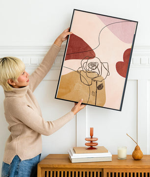 Abstract Line Art Rose with Earth Tones and Minimalist Design - Mi tienda