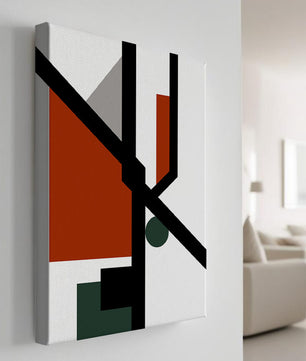 Colorful geometric abstract art with bold black lines