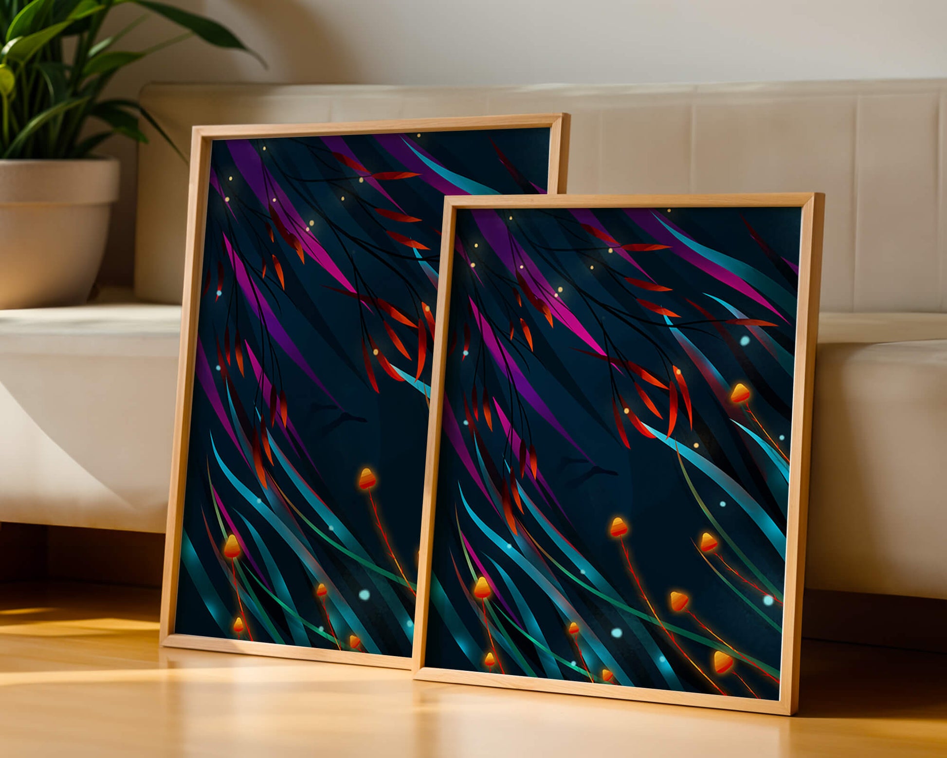 Abstract Underwater Fantasy with Glowing Elements and Vivid Colors