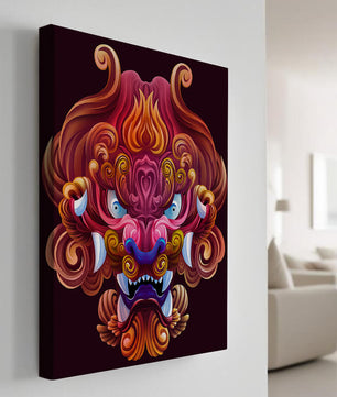 Ilustración Intrincada de Cara de Dragón Colorido con Patrones Ondulantes