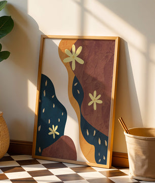 Abstract Floral Composition with Bold Colors and Textures