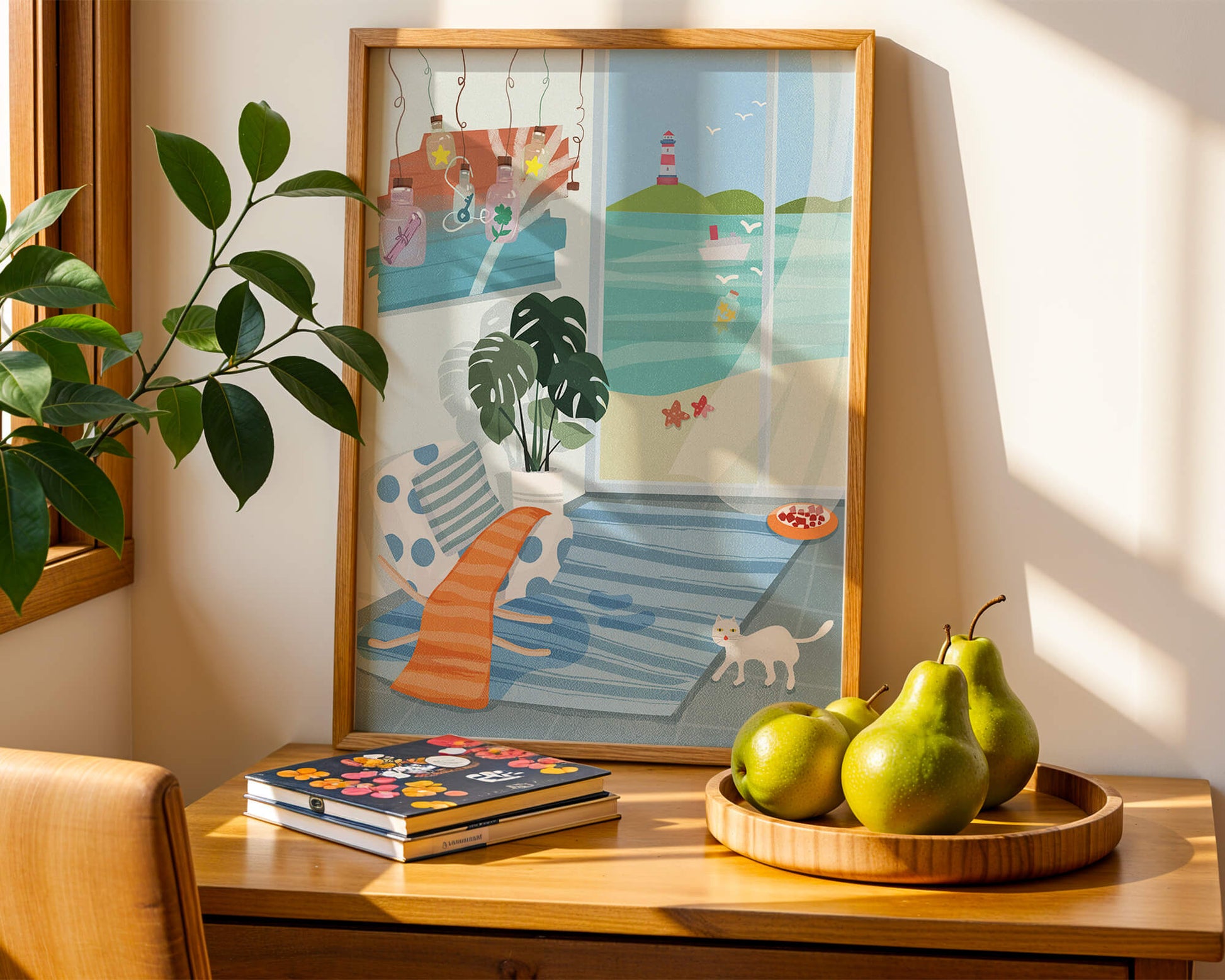 Cozy Room with Sea View and Lighthouse through the Window