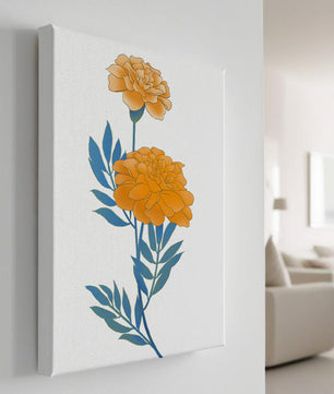 Elegante Illustration lebendiger Ringelblumen auf grünem Hintergrund