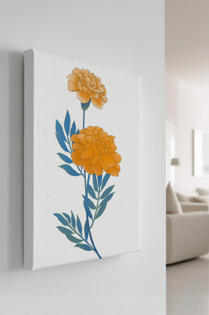 Elegante Illustration lebendiger Ringelblumen auf grünem Hintergrund