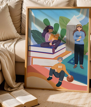Illustration éducative d’enfants s’adonnant à la lecture de livres