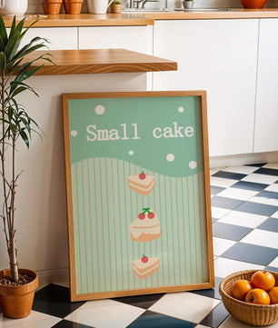 Charming illustration of small cakes with cherries