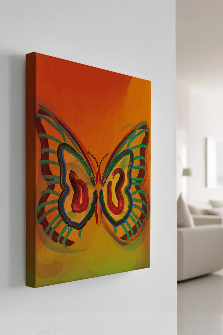 Vibrant butterfly depiction with colorful abstract background