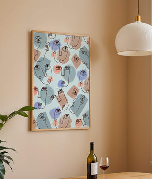 Abstract Face Line Art with Pastel Colors - Mi tienda