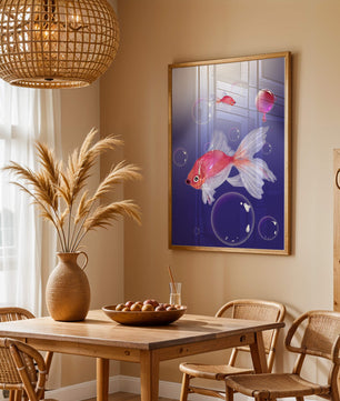 Illustration of playful cat with book and floral vase
