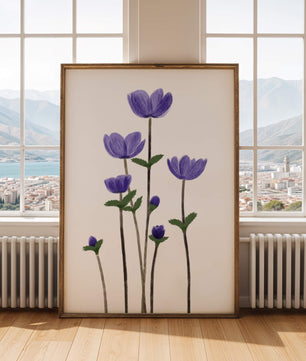 Flores púrpuras elegantes en un fondo oscuro