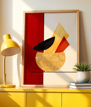 Abstract Geometric Composition with Bold Colors and Textures - Mi tienda