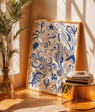 Underwater Marine Life Theme with Cartoon Sea Creatures
