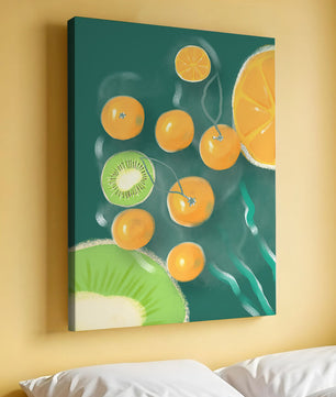 Ilustración de patrón de frutas vibrantes de kiwi y naranja