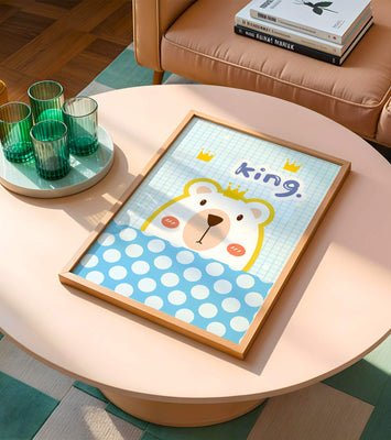 Adorable bear illustration with crown and playful text