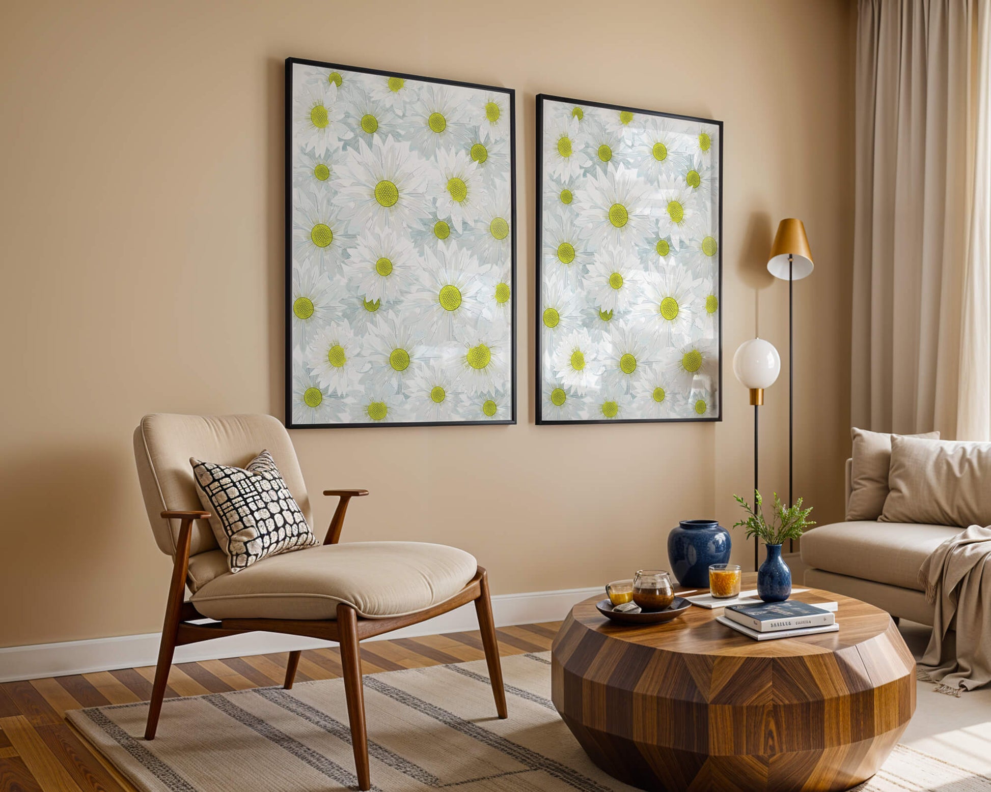 White Daisies Pattern with Yellow Centers