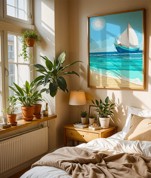 Ruhige Meereslandschaft mit Segelboot unter der Sonne