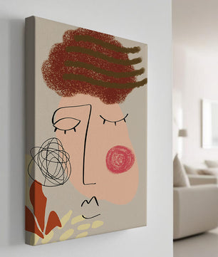 Rostro abstracto con elementos coloridos y diseño de arte lineal