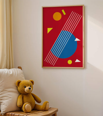 Abstract geometric shapes with bold colors and lines