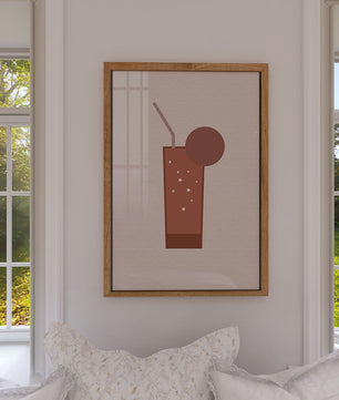 Minimalist Illustration of a Chocolate Drink with Straw and Window Background - Mi tienda