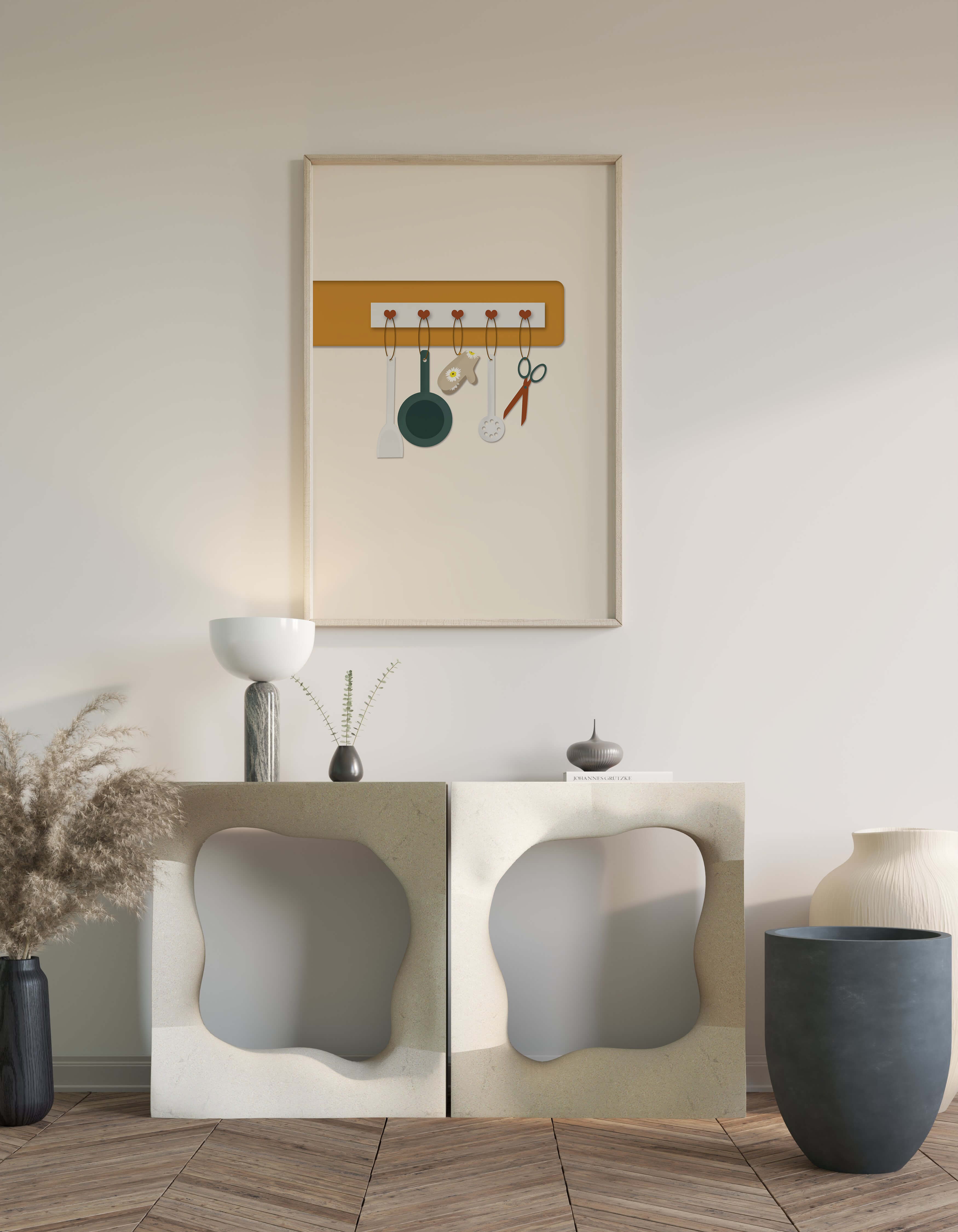 Kitchen Utensils Hanging on a Wall with Heart Hooks - Mi tienda