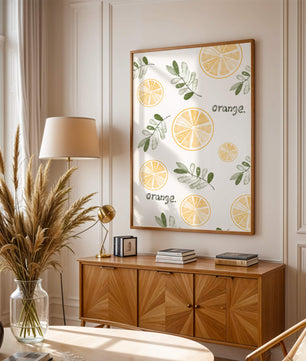 Motif avec des tranches d’orange et des feuilles vertes