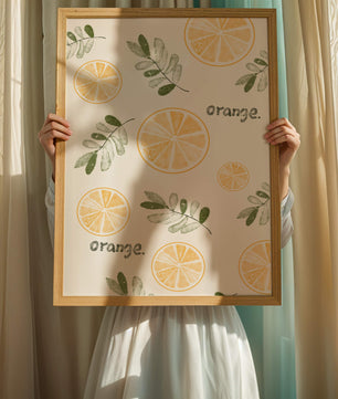 Motif avec des tranches d’orange et des feuilles vertes