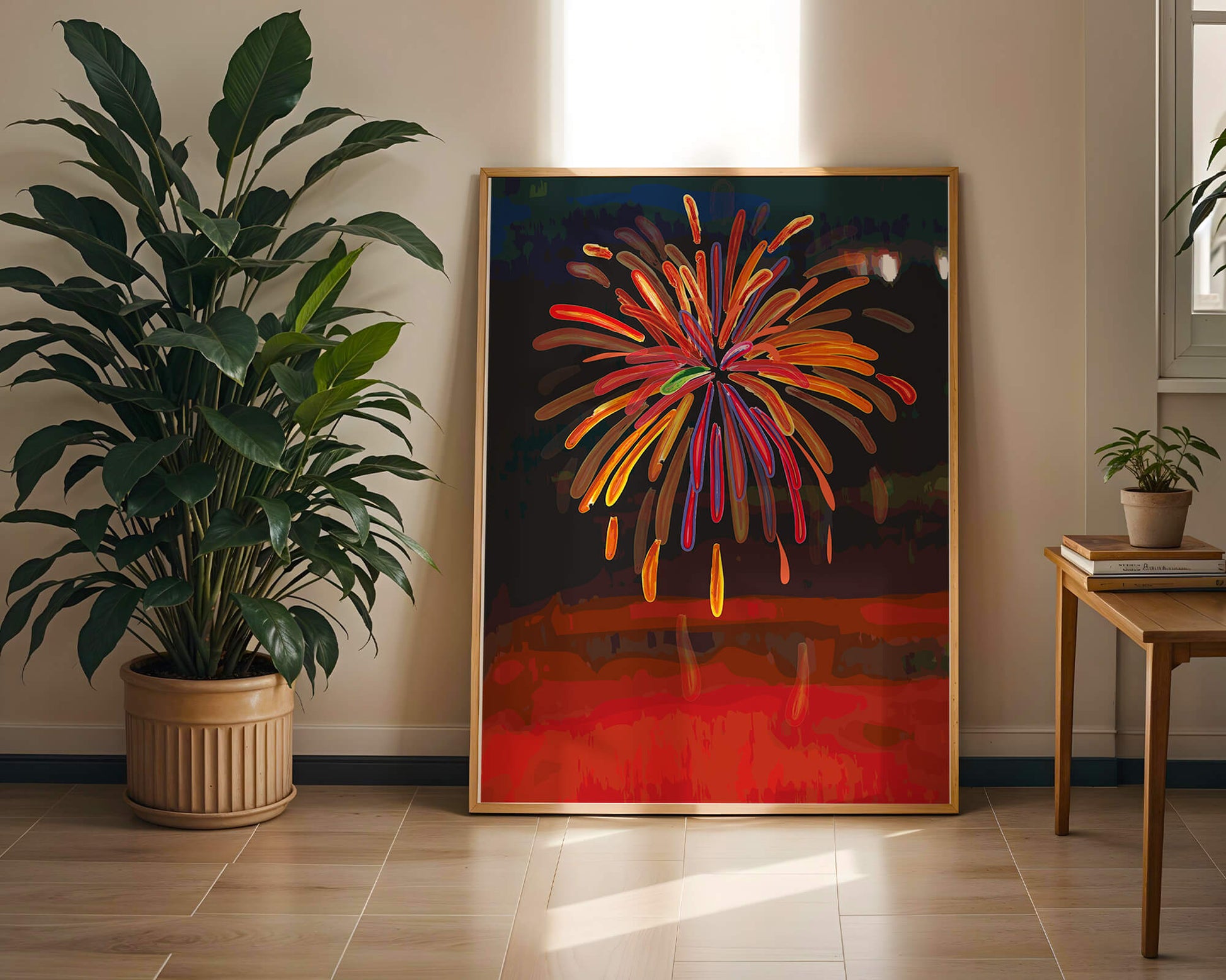 Feu d'artifice vibrant avec des éclats colorés